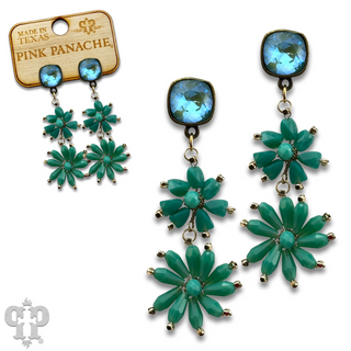 Flower bead and Austrian crystal dangle earring