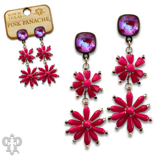 Flower bead and Austrian crystal dangle earring