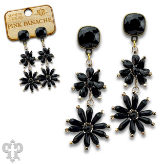 Flower bead and Austrian crystal dangle earring