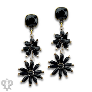 Flower bead and Austrian crystal dangle earring