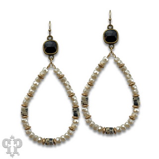 Beaded teardrop and Austrian crystal dangle earring