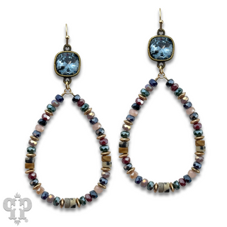 Beaded teardrop and Austrian crystal dangle earring