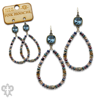 Beaded teardrop and Austrian crystal dangle earring