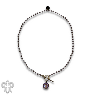 Linked lavender bead necklace, Austrian crystal - LC