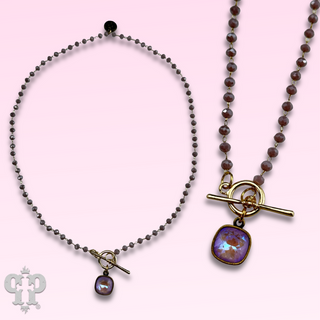 Linked lavender bead necklace, Austrian crystal - LC