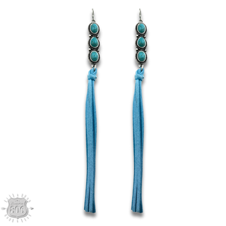 Triple stone and tassel earring