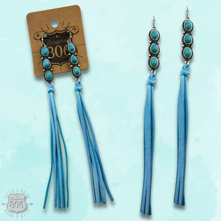 Triple stone and tassel earring