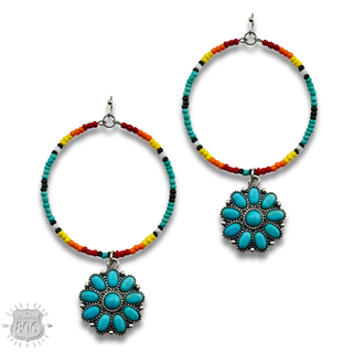 Stone flower charm beaded earring