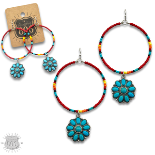 Stone flower charm beaded earring