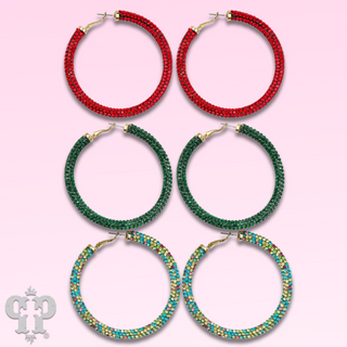 Large pave mesh hoop earring
