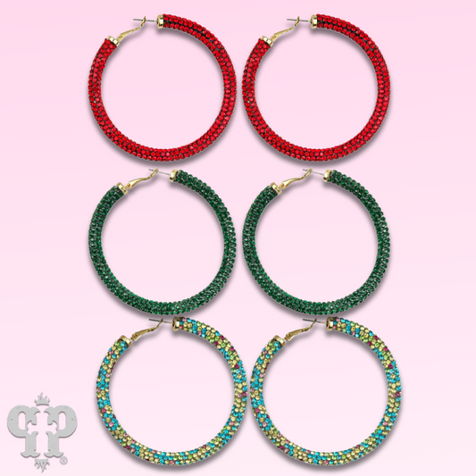 Large pave mesh hoop earring