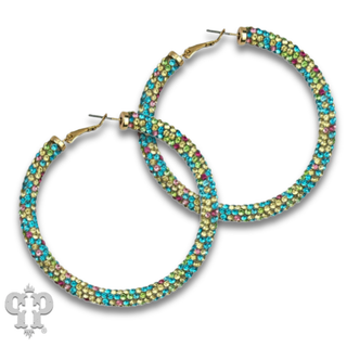 Large pave mesh hoop earring - LC