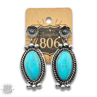 Western oval stone teardrop earring