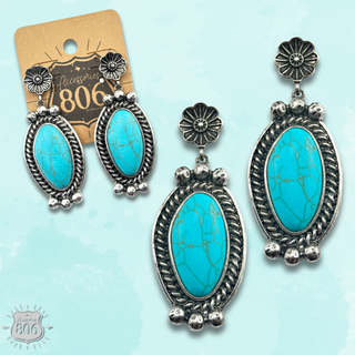 Western oval stone teardrop earring