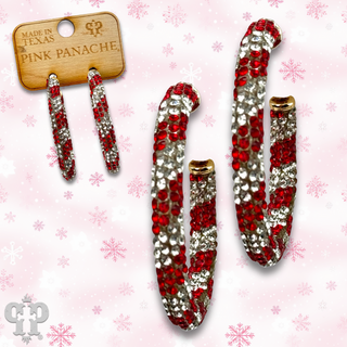 Rhinestone mesh hoop earring
