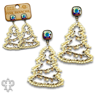 Faceted bead wrapped Christmas tree earring with crystals from Swarovski®