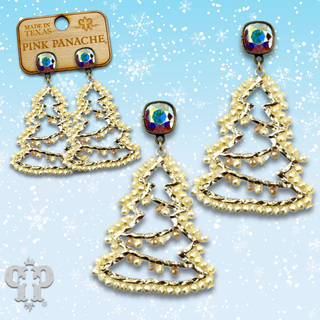 Faceted bead wrapped Christmas tree earring with crystals from Swarovski®