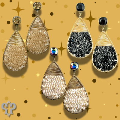 Faceted bead and wire wrapped teardrop earring, Austrian crystal