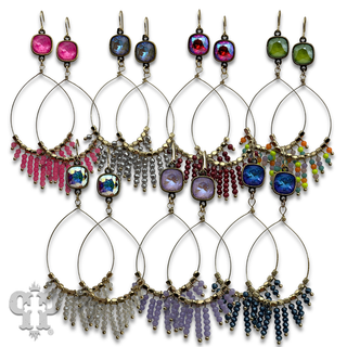 Saucer bead fringe teardrop earring with crystal from Swarovski®- LC