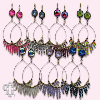 Saucer bead fringe teardrop earring with crystal from Swarovski®- LC