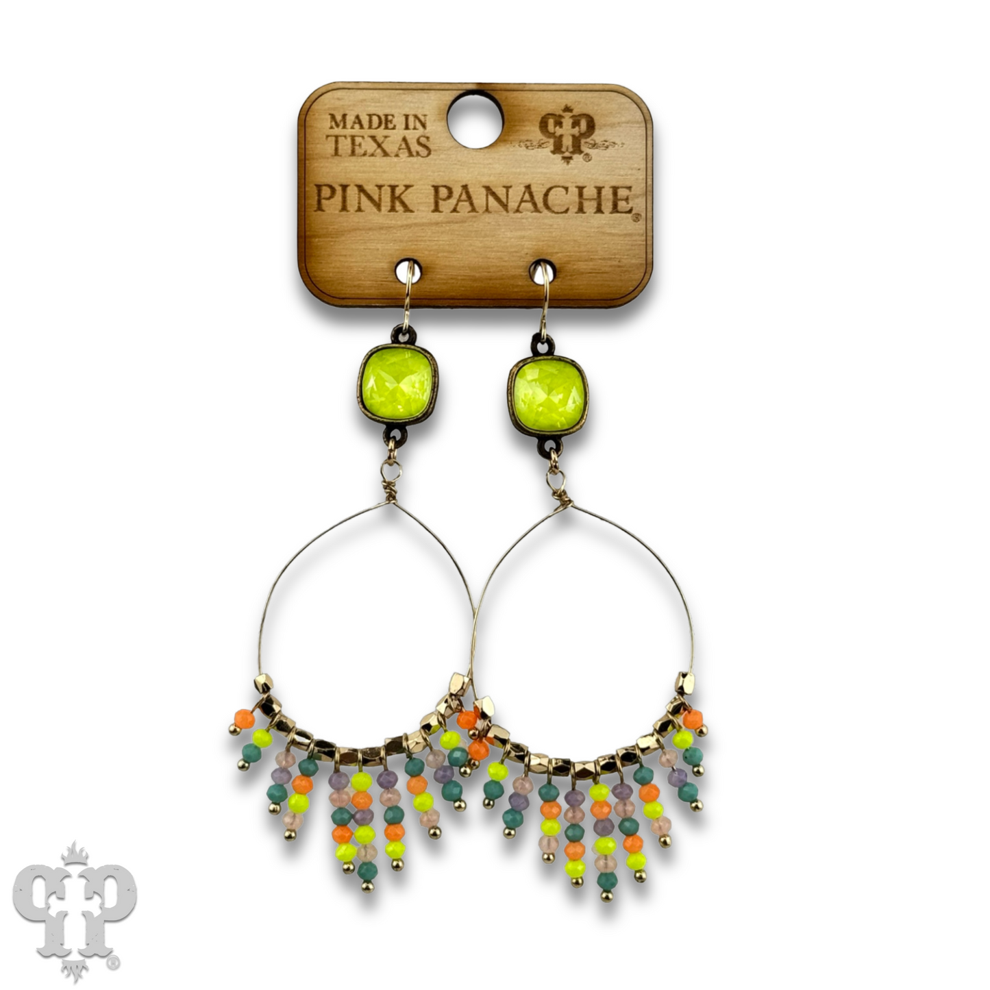 Faceted saucer bead fringe on teardrop earring, Austrian crystal