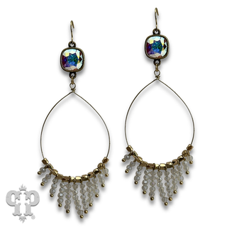 Saucer bead fringe teardrop earring with crystal from Swarovski®- LC