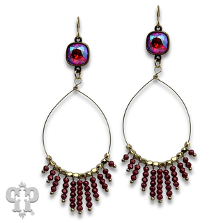 Saucer bead fringe teardrop earring with crystal from Swarovski®- LC