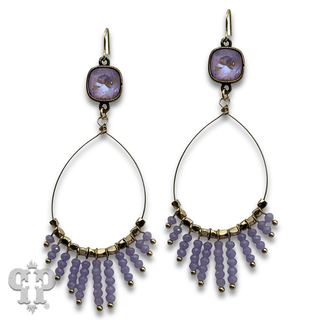 Saucer bead fringe teardrop earring with crystal from Swarovski®- LC