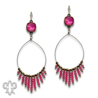 Saucer bead fringe teardrop earring with crystal from Swarovski®- LC