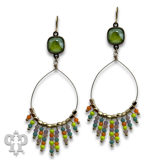 Saucer bead fringe teardrop earring with crystal from Swarovski®- LC