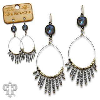 Saucer bead fringe teardrop earring with crystal from Swarovski®- LC