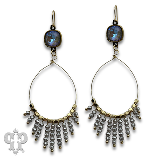 Saucer bead fringe teardrop earring with crystal from Swarovski®- LC