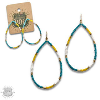 Turquoise seed bead teardrop earring