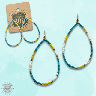 Turquoise seed bead teardrop earring