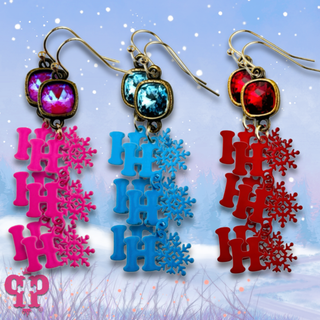 HoHoHo and snowflake word earring with crystals from Swarovski®