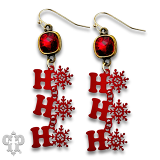 HoHoHo and snowflake word earring with crystals from Swarovski®