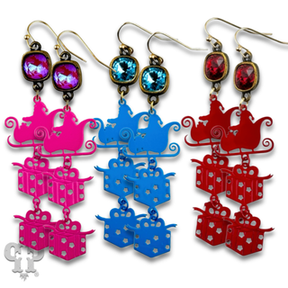 Santa's sleigh and gift earring with crystals from Swarovski®