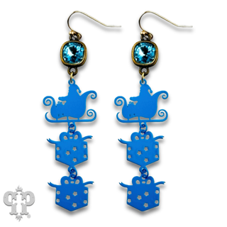 Santa's sleigh and gift earring with crystals from Swarovski®