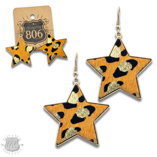 Leopard print star earring, last call