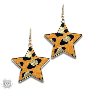 Leopard print star earring, last call