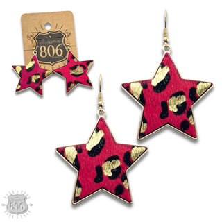 Leopard print star earring, last call