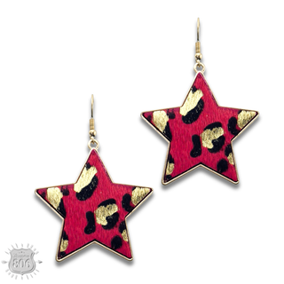 Leopard print star earring, last call