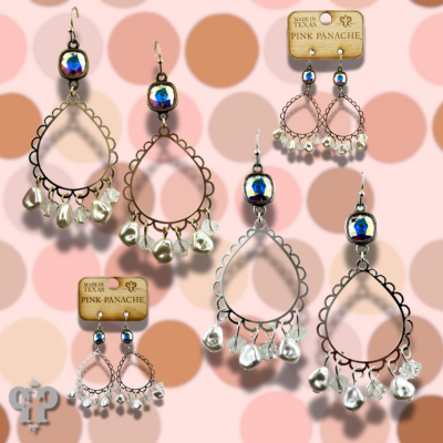 Pearl bead and teardrop earring, Austrian crystal