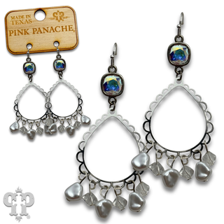 Pearl bead and teardrop earring with crystals from Swarovski®