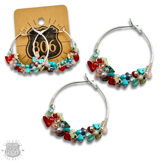 Stone chip hoop earring