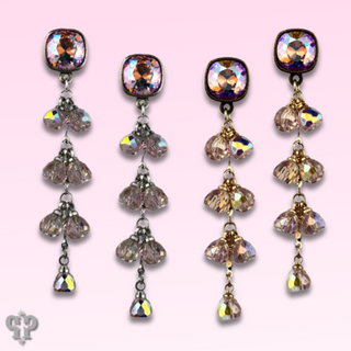 Waterfall bead earring with Austrian crystal