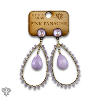 Faceted bead teardrop charm earring with Austrian crystal