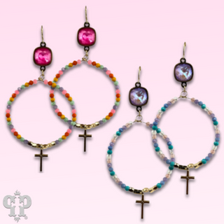 Cross charm earring with Austrian crystal