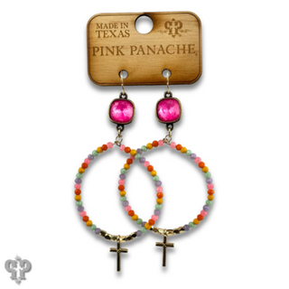 Cross charm earring with Austrian crystal
