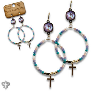 Cross charm earring with Austrian crystal